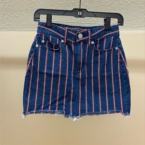 American Eagle Outfitters Navy and Pink Striped Mini Skirt